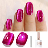 Double Rhythm Pitaya Purple cat-eye 15ml bottle delivers a vivid magnetic shift for dramatic nails.