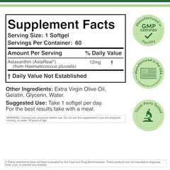 Close-up of Double Wood Astaxanthin 12mg label for trusted AstraReal source.