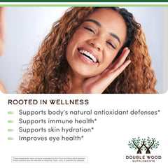 Softgels inside the Double Wood Astaxanthin bottle for daily use.