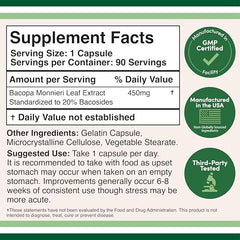 Double Wood Bacopa Monnieri capsules on side view for daily use