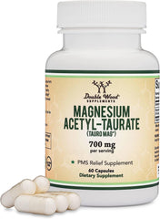 Double Wood Tauromag bottle of Magnesium Acetyl-Taurate for PMS support.