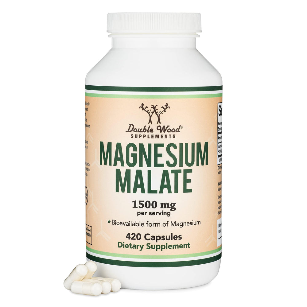 Double Wood Magnesium Malate bottle front for daily use.