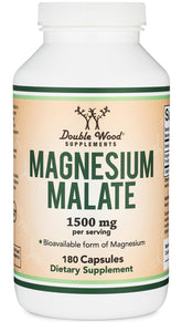 Double Wood Magnesium Malate capsules bottle for daily wellness support.