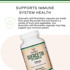 Double Wood Quercetin with Bromelain serving layout demonstrates 60 servings per bottle
