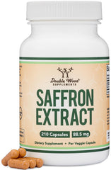 Double Wood Saffron Focus bottle with vegan capsules for daily focus.
