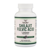 Double Wood Shilajit capsules in bottle conveying pure Himalayan extract for daily wellness.