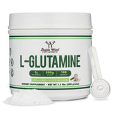 Double Wood L-Glutamine powder bottle for gut health and endurance.