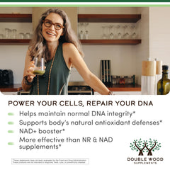 Double Wood NMNH capsules ready-to-swallow suggesting everyday wellness routine