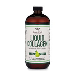 Double Wood Supplements liquid collagen bottle for daily beauty support.