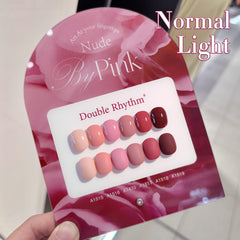 Double Rhythm purple beige gel polish on nails delivers smooth coverage