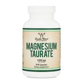Double Wood Magnesium Taurate bottle showing 210 vegan capsules for daily support