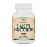 Double Wood S-Acetyl L-Glutathione bottle front, a premium antioxidant supplement for daily wellness.