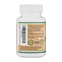 Double Wood S-Acetyl L-Glutathione packaging closeup, emphasizing USA-made quality and trusted sourcing.