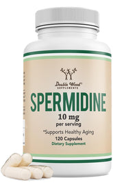 Double Wood Spermidine bottle front showing 10 mg potency for daily wellness