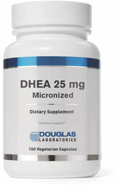 Douglas Laboratories DHEA 25 mg capsules bottle supports balanced hormones and immune wellness.