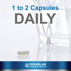 Label detail on Douglas Laboratories DHEA bottle highlights dosage and ingredients.