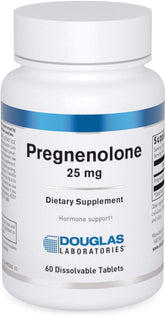 Douglas Laboratories Pregnenolone 25 mg tablets in bottle for daily hormonal balance support.