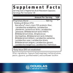 Douglas Laboratories Multi-Probiotic label close-up highlighting the blend