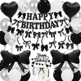 Douvelue Black Bow Banner decor adds elegant birthday flair.