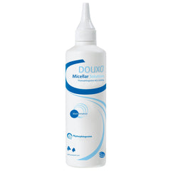 Douxo micellar ear cleanser for pets, effective cleansing of ear debris and prepping for treatments.