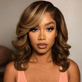 Douyin Honey Blonde Bob Wig 14-inch shows natural movement for everyday styling.