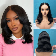 Douyin Wear and Go 14-inch middle-part bob wig, seamless everyday style