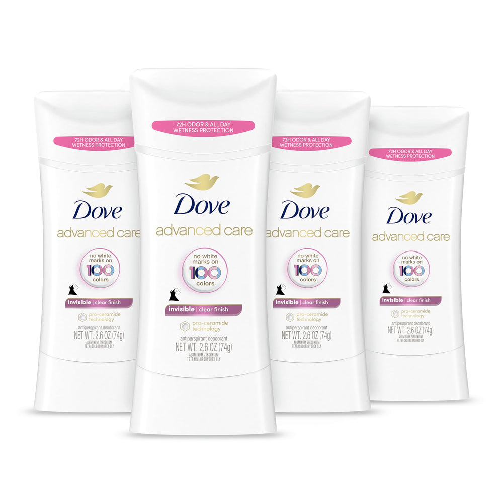 Dove Advanced Care Clear Finish Stick in use for soft, protected underarms.