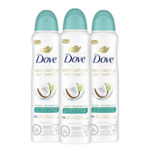 Dove Advanced Care Coconut Water & Lime dry spray bottle for soft underarms.