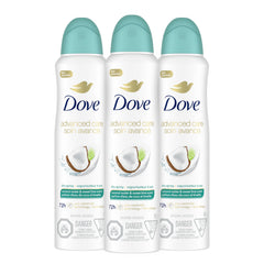 Dove Advanced Care Coconut Water & Lime dry spray bottle for soft underarms.