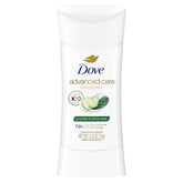 Dove Advanced Care Cucumber & Cactus Water stick applied for smooth, invisible protection.