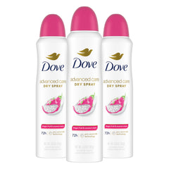 Dove Advanced Care Dragon Fruit & Coconut Cream dry spray bottle ready for soft underarms.