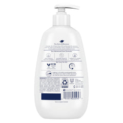 Dove Advanced Care hand wash pump dispenses a creamy lather for quick cleanse.