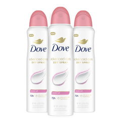 Dove Advanced Care Powder Soft spray bottle showcases soft underarm protection and comfort.
