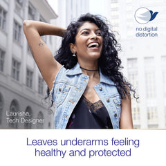 Dove Advanced Care with quarter moisturizers close-up on underarm skin