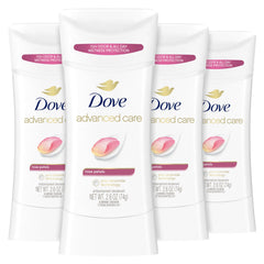 Dove Advanced Care Rose Petals stick in use for smooth, soft underarms with all-day protection.