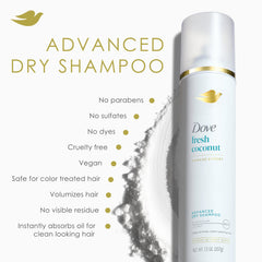 Dove Advanced Dry Shampoo no residue close-up showing clean roots.
