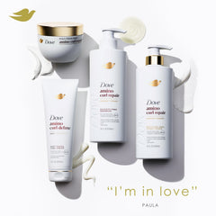 Dove Amino Curl Cream applied to dry curls for definition.