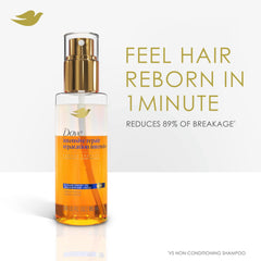 Dove Anti-Frizz Shield on hair indicates all-day control.