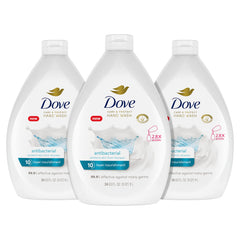 Dove Care & Protect antibacterial hand wash bottle with pump for quick cleansing and moisture.