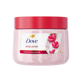 Dove Cherry & Chia Milk Scrub bottle showing nourishing exfoliation for smooth skin
