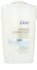 Dove Clinical Protection Original Clean stick pack shows ready-to-use underarm protection for daily wear.