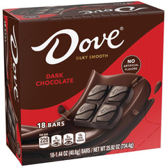 Dove dark chocolate bars, individually wrapped, ideal for quick sharing at gatherings.