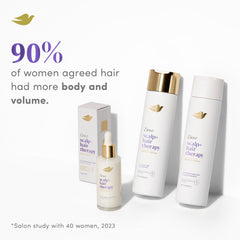 Hands applying Dove Density Boost conditioner to hair