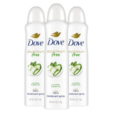 Dove packaging for cucumber and green tea deodorant spray with long-lasting freshness.