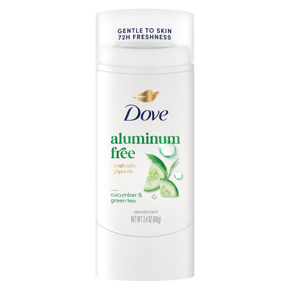 Dove deodorant stick cucumber and green tea close-up for daily freshness and smooth application.