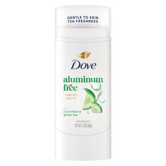 Dove deodorant stick cucumber and green tea close-up for daily freshness and smooth application.