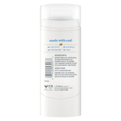Dove Deodorant Stick Sensitive closeup of ingredients emphasizes gentle care for underarms