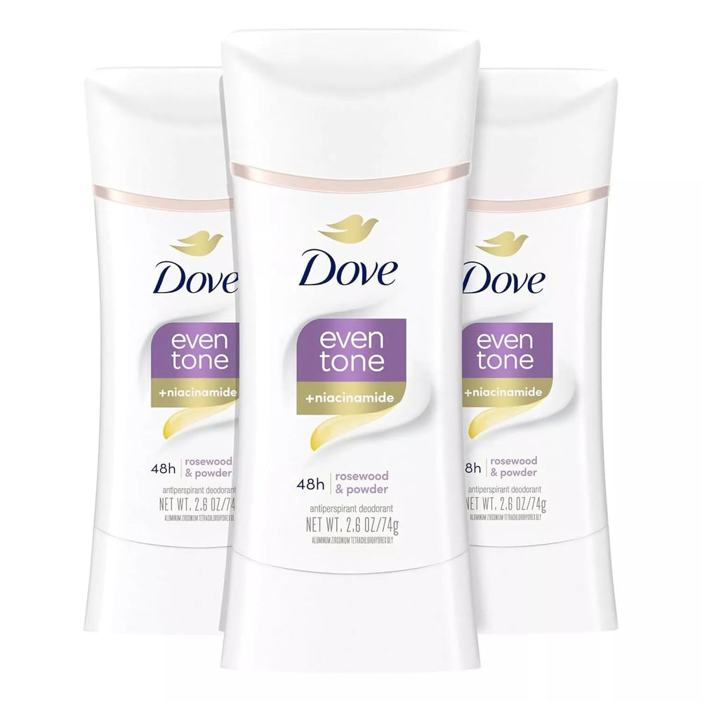 Dove Even Tone rosewood-powder antiperspirant stick provides fresh underarm protection