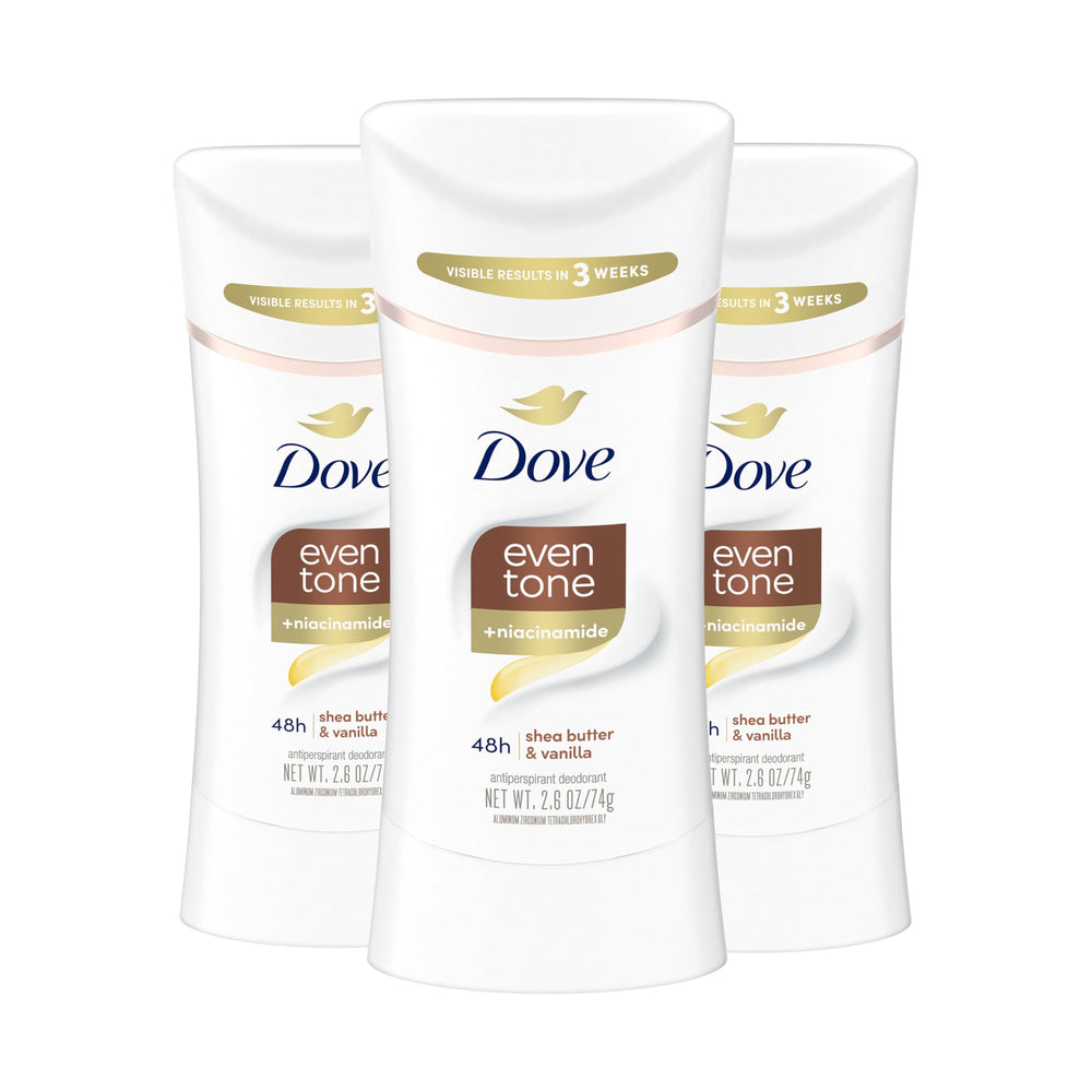 Dove Even Tone Shea Butter & Vanilla stick glides smoothly for long-lasting protection.