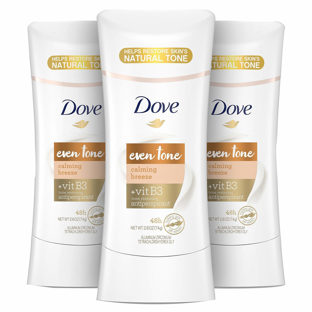 Dove Even Tone Apple Blossom scent on a stick for daily underarm use.